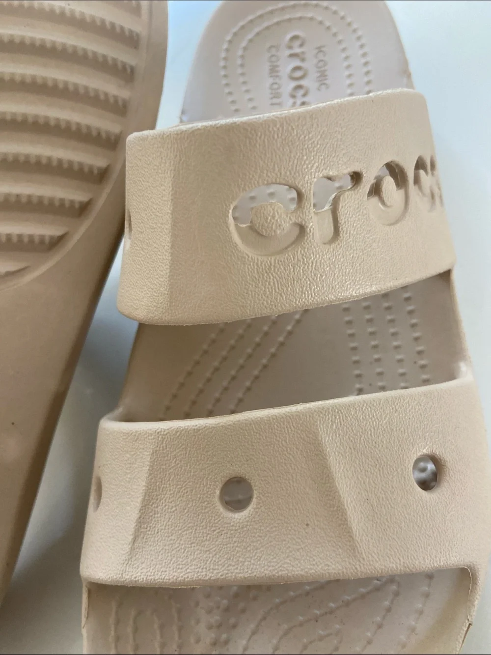 CROCS Kids Beige Dual-Strap Slide Sandals
